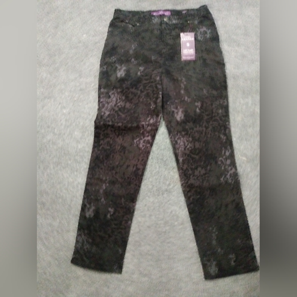 Gloria Vanderbilt Amanda Black Print Straight Leg Jeans